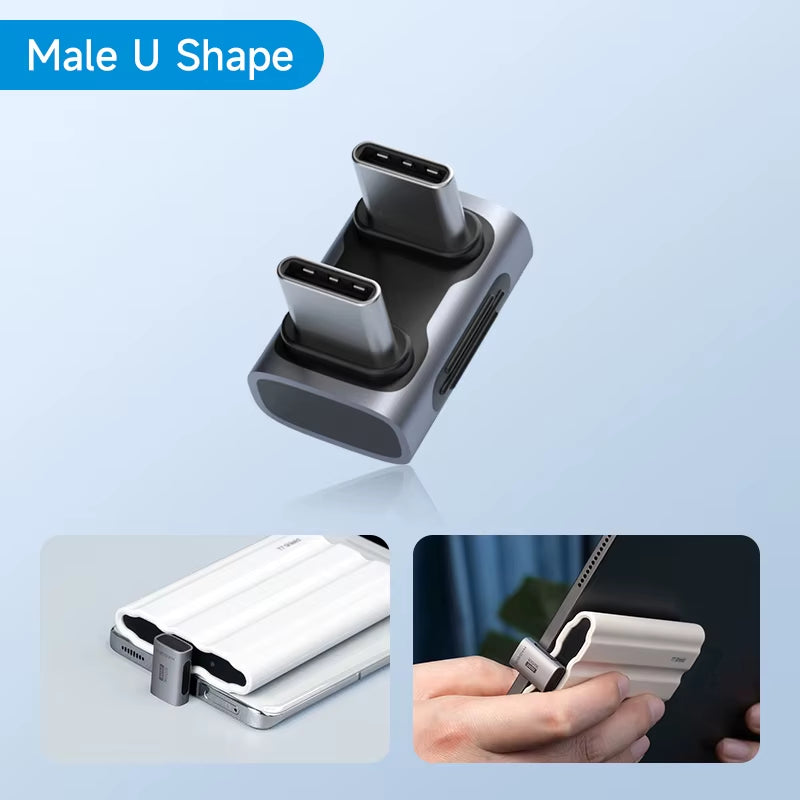 240W USB C to C Adapter 40Gbps 8K 60Hz 90 Degree Converter USB4 Adapter for Thunderbolt 4/3 Macbook Iphone 17 Pro Tablet